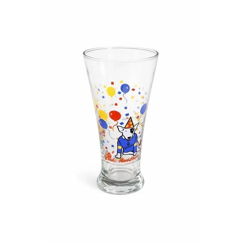 Spuds Mackenzie Pilsner Beer Glass Party Animal Bud Light confetti 80s Bar Prop